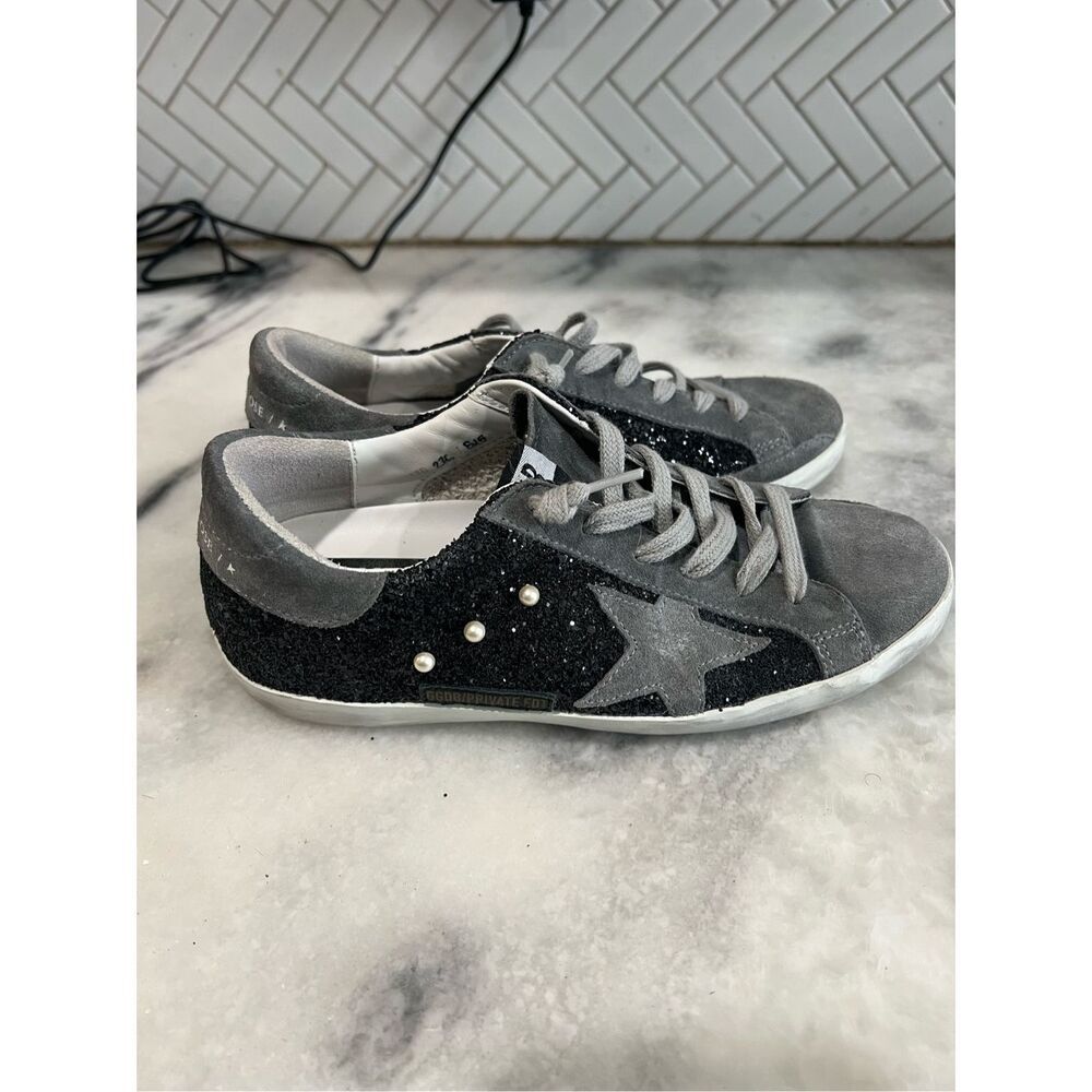 Golden Goose Superstar Suede Glitter Sneakers Size 6
